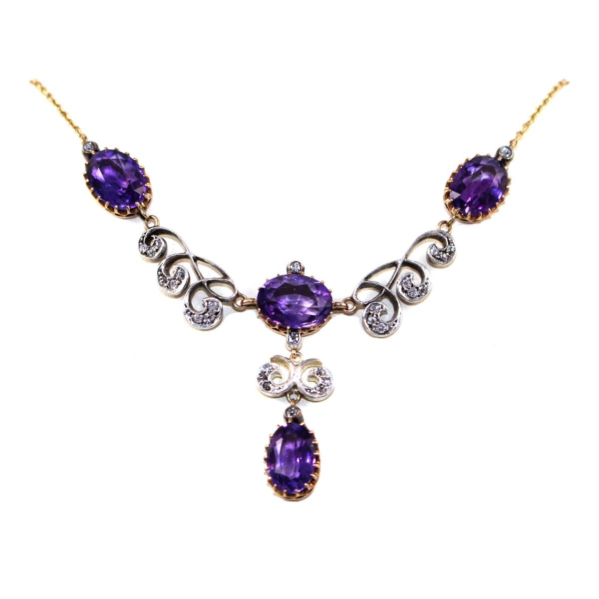 Victorian Amethyst & Diamond Necklace c.1900