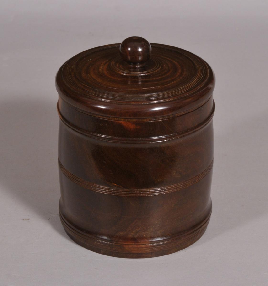 S/4384 Antique Treen Late Victorian Lignum Vitae Tobacco Jar