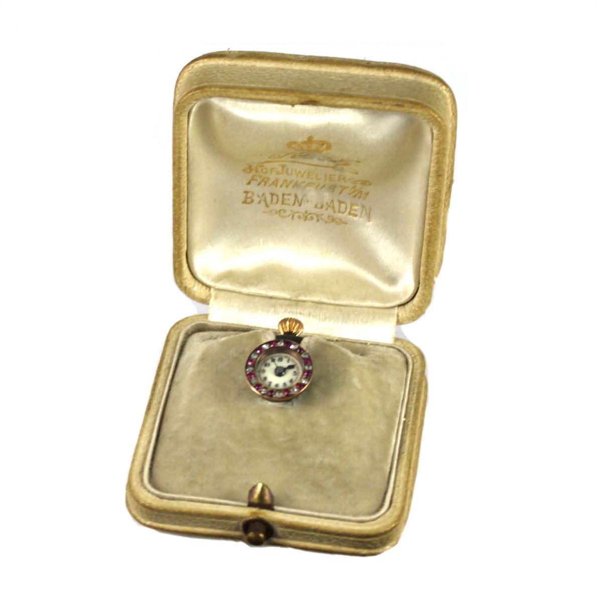 Edwardian Ruby & Diamond Lapel Watch c.1905