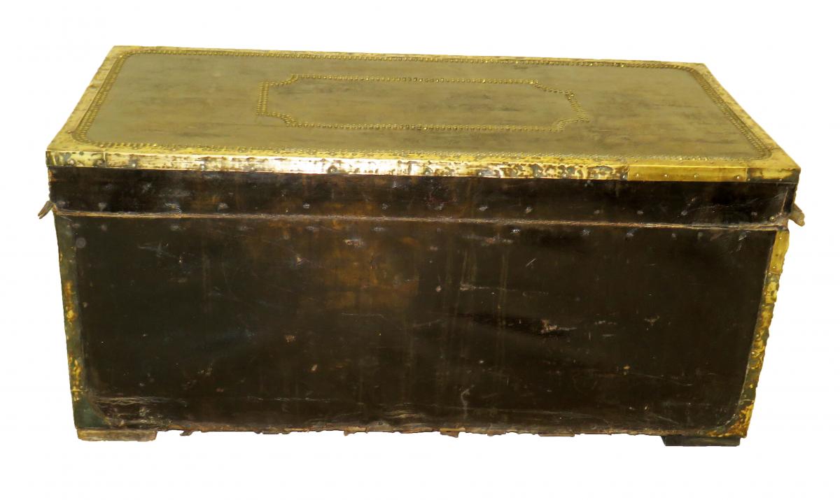 19th Century Leather Military Campaign Trunk