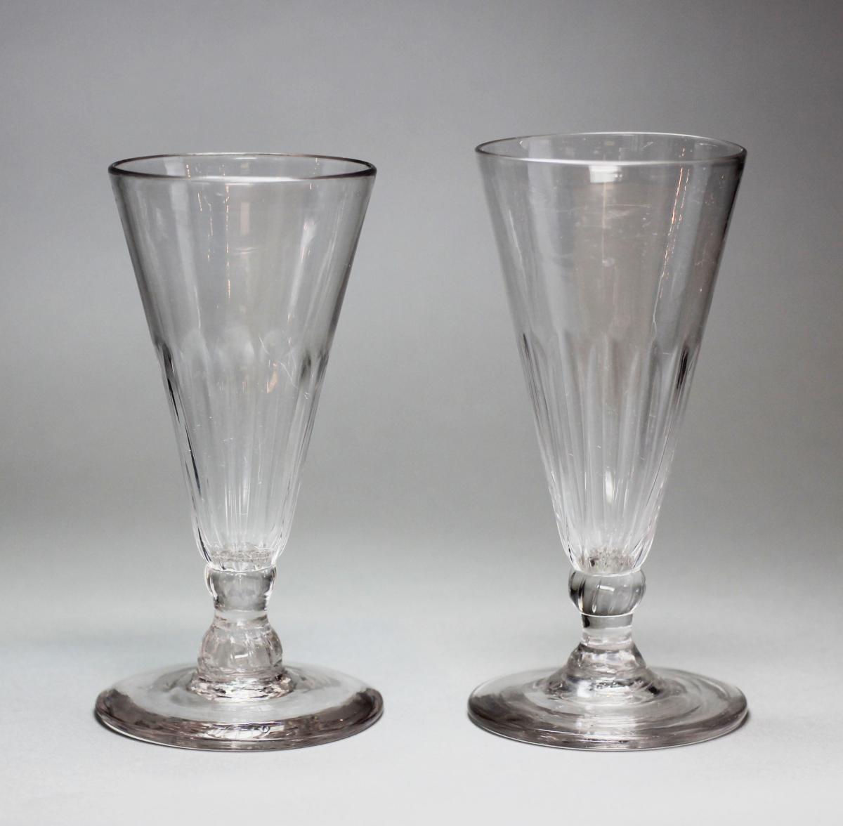 Two fluted drinking glasses, 18th century