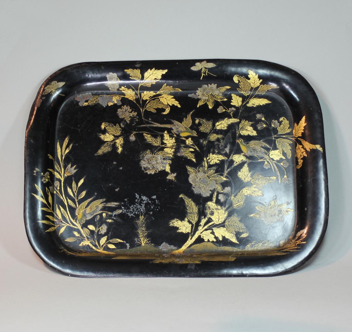 English 19th century lacquered tin tray