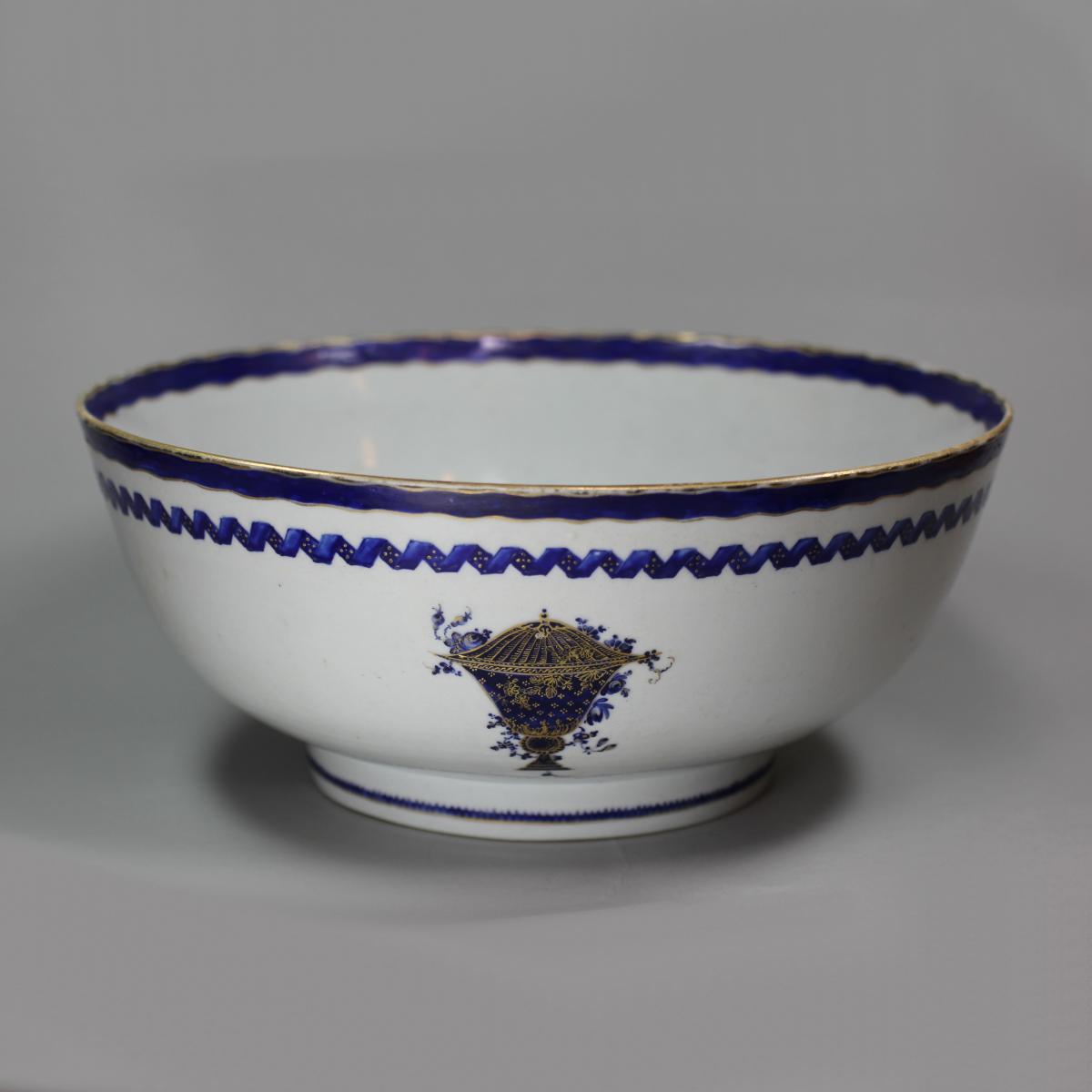 Chinese blue and white export punch bowl, Qianlong (1736-95)