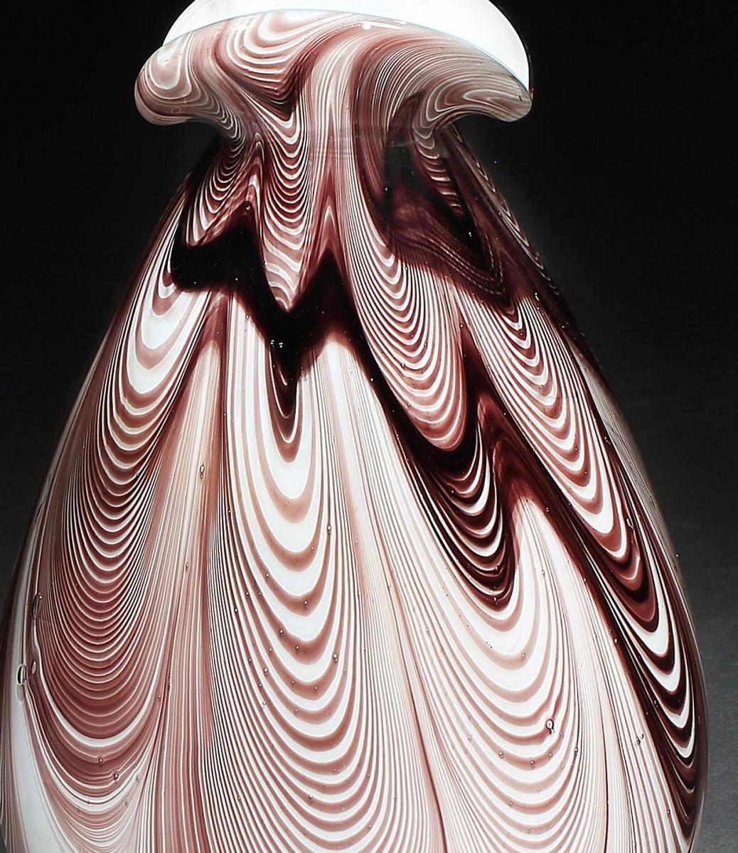 Murano Glass Violet White Stripe