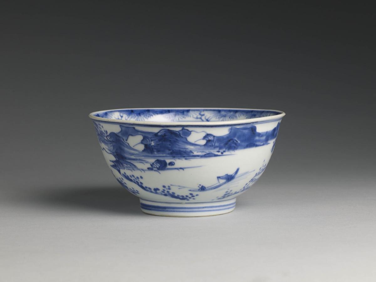 A Chinese Blue and White Porcelain 'Landscape' Bowl, Qing Dynasty, Early Kangxi Period