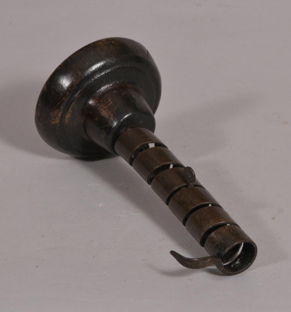 S/4315 Antique Treen Late 18th Century Spiral Candlestick