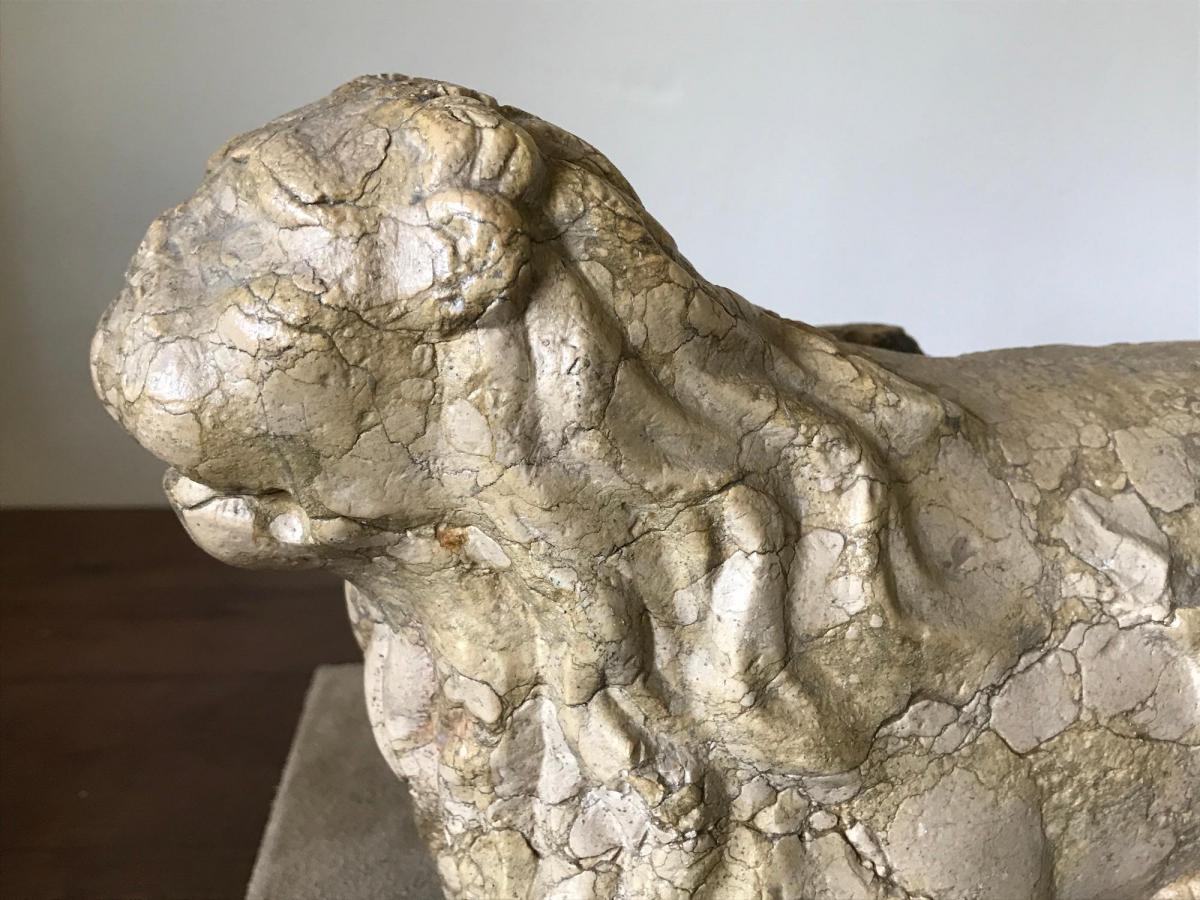 Lions Pair of Sculpture Marble Italian 13th Century Romanesque