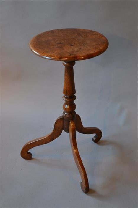 A Regency burr elm candle stand