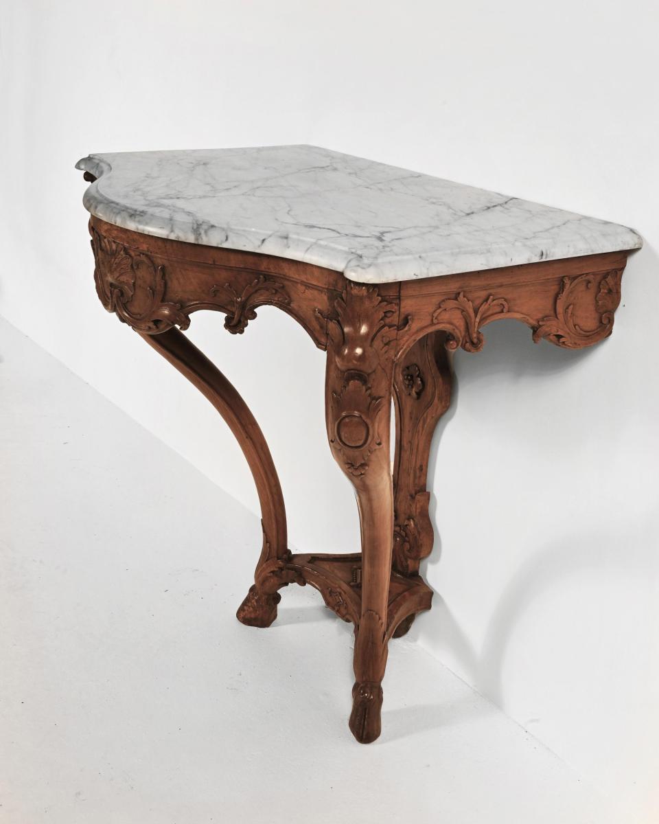 Early 18th Century French Regence Walnut Marble Console Table