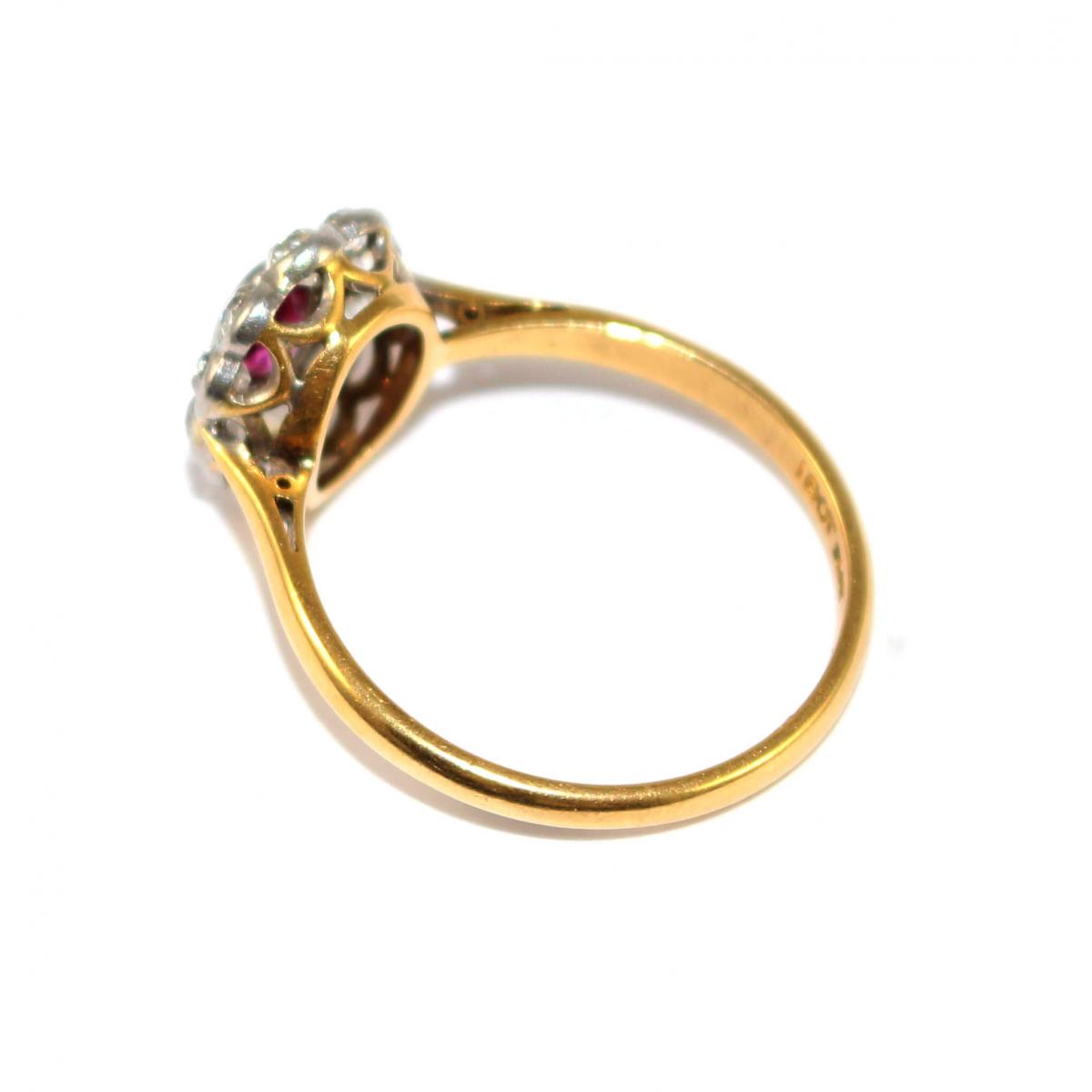 Edwardian Pink Sapphire Oval Cluster Ring c.1925
