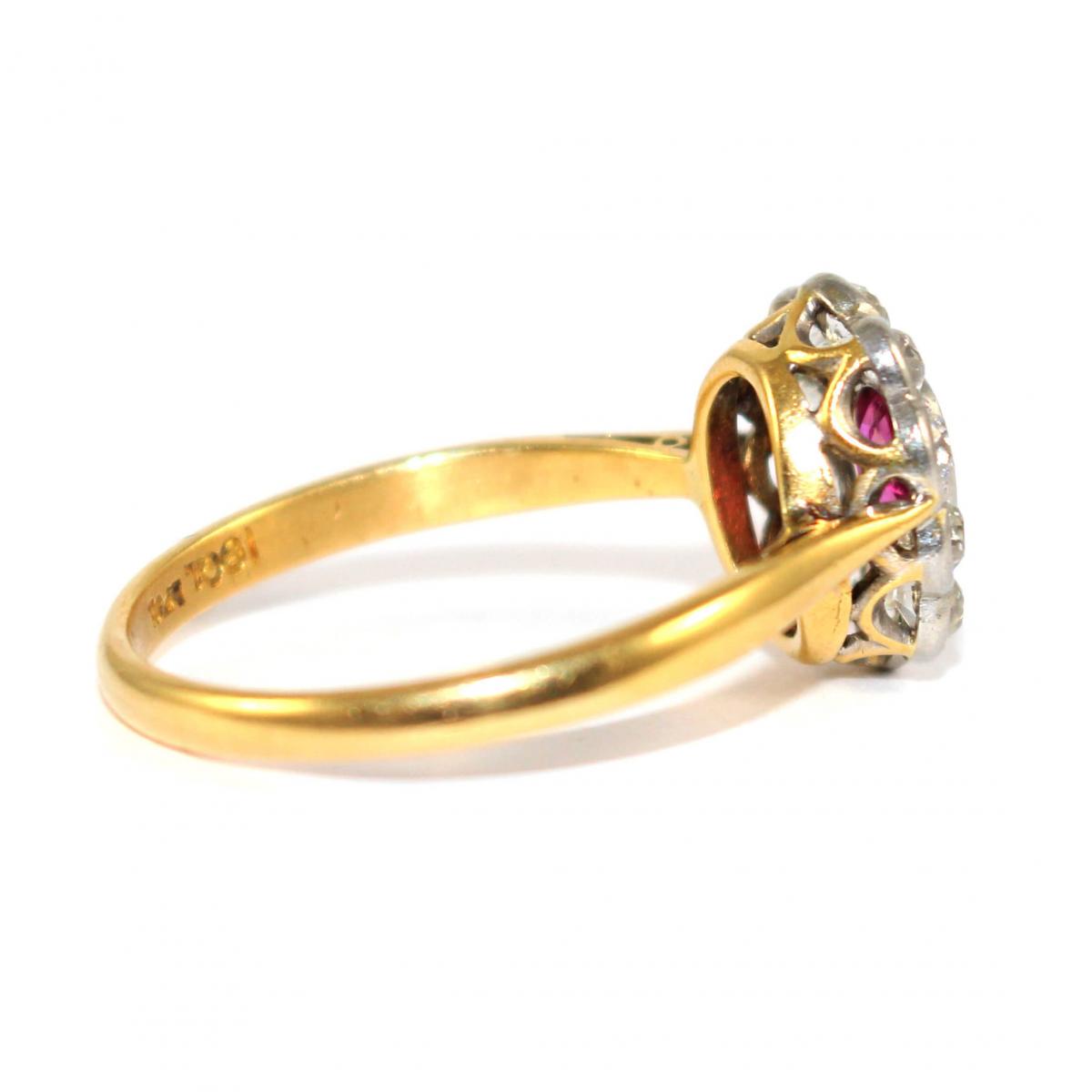 Edwardian Pink Sapphire Oval Cluster Ring c.1925