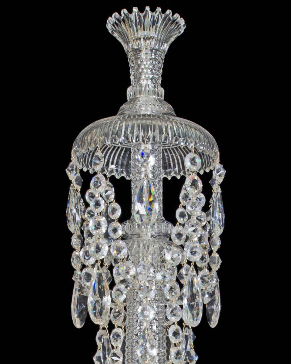 A Fine Quality Victorian Ten Light Cut Glass Chandelier by Perry & Co