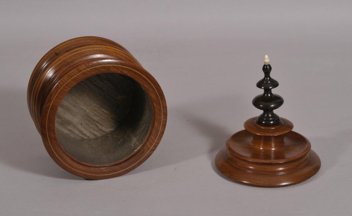 S/4415 Antique Treen 19th Century Turned Mahogany Tobacco Jar