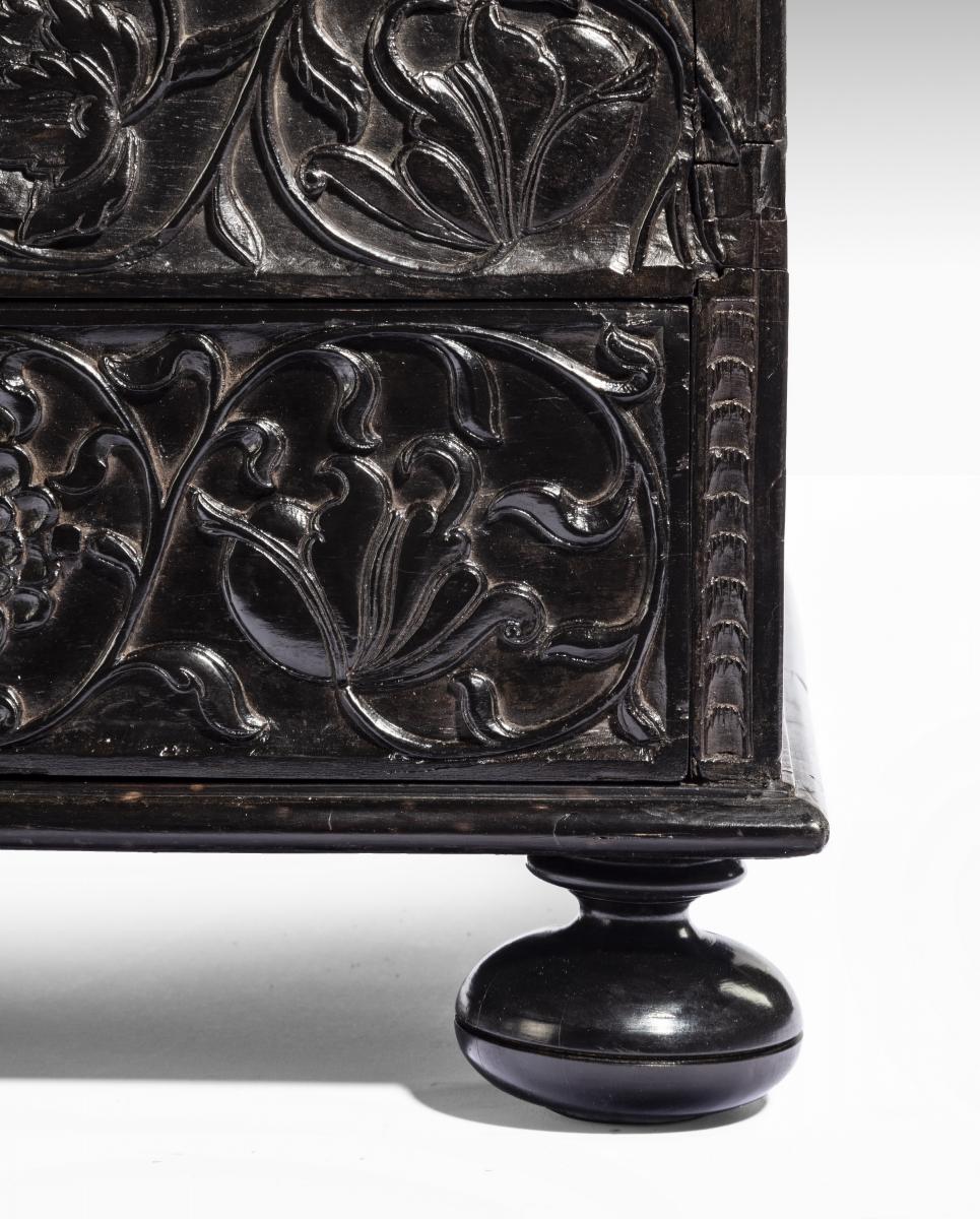 Late 17th/Early 18th Century Batavian Carved Ebony Casket