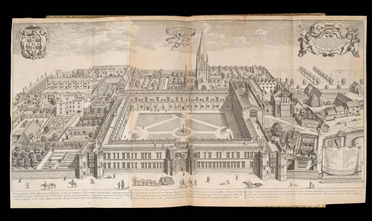 Oxford from above extra-illustrated with Richard Rallingson’s ​‘Ichnographia Oxoniae’, 1648 plan of the defences of Oxford during the civil war
