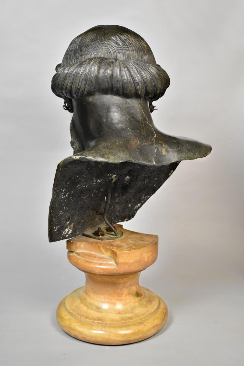 A large scale Grand Tour bronze bust of Dionysus, c.1800