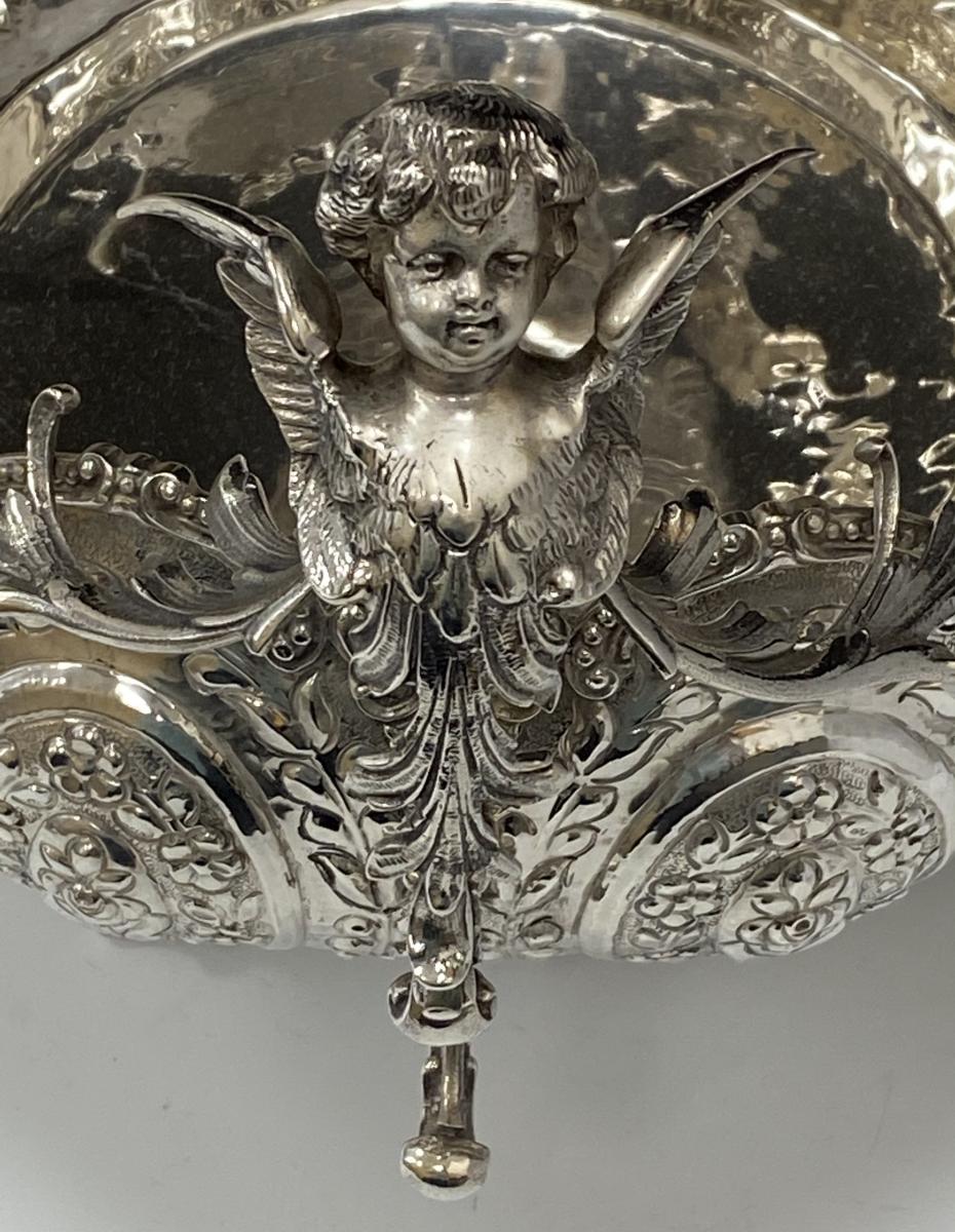 Sterling silver rose bowl cherub 