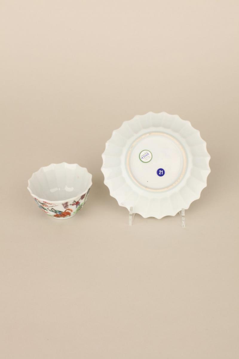 A Chinese porcelain famille rose tea bowl and saucer, Qianlong circa 1740