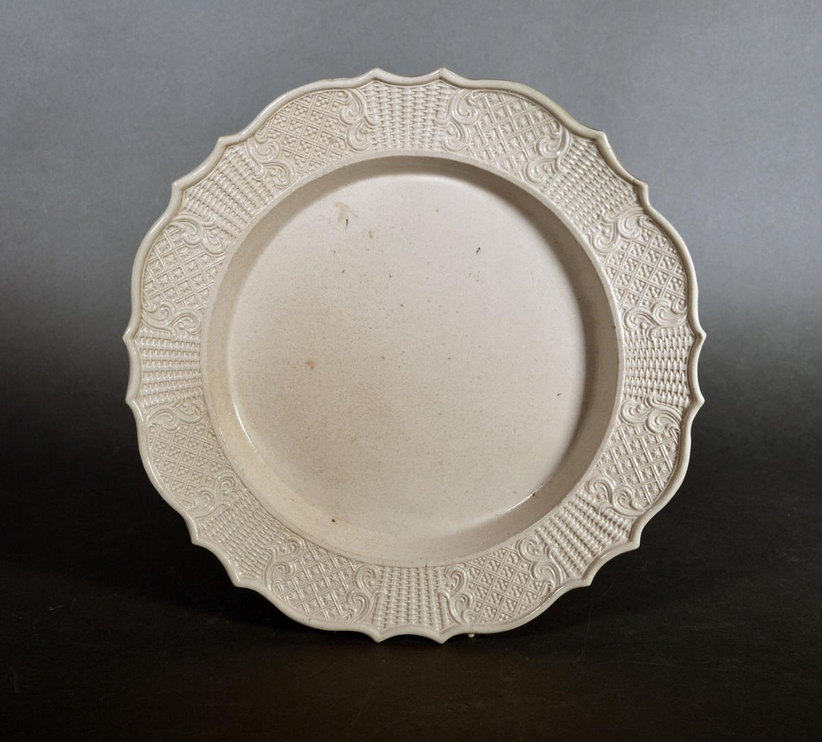 English Saltglaze Stoneware Pottery Plates, Circa 1755-65