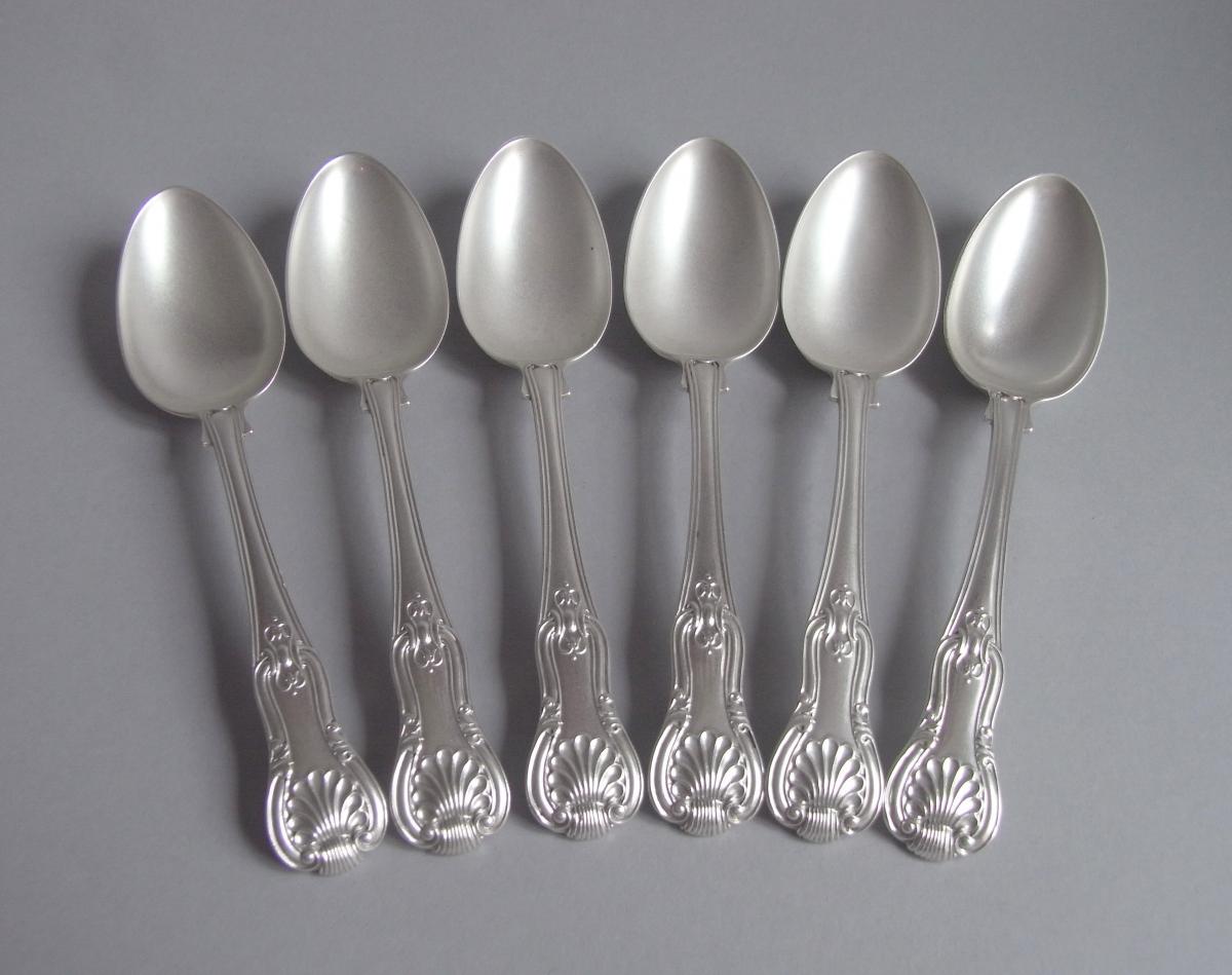An exceptionally fine set of six George IV Hourglass Dessert Spoons made in London in 1823 by William Eley & William Fearn