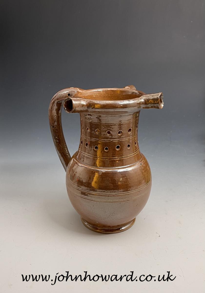 Nottingham Pottery stoneware salt-glazed puzzle jug late 18th century period England