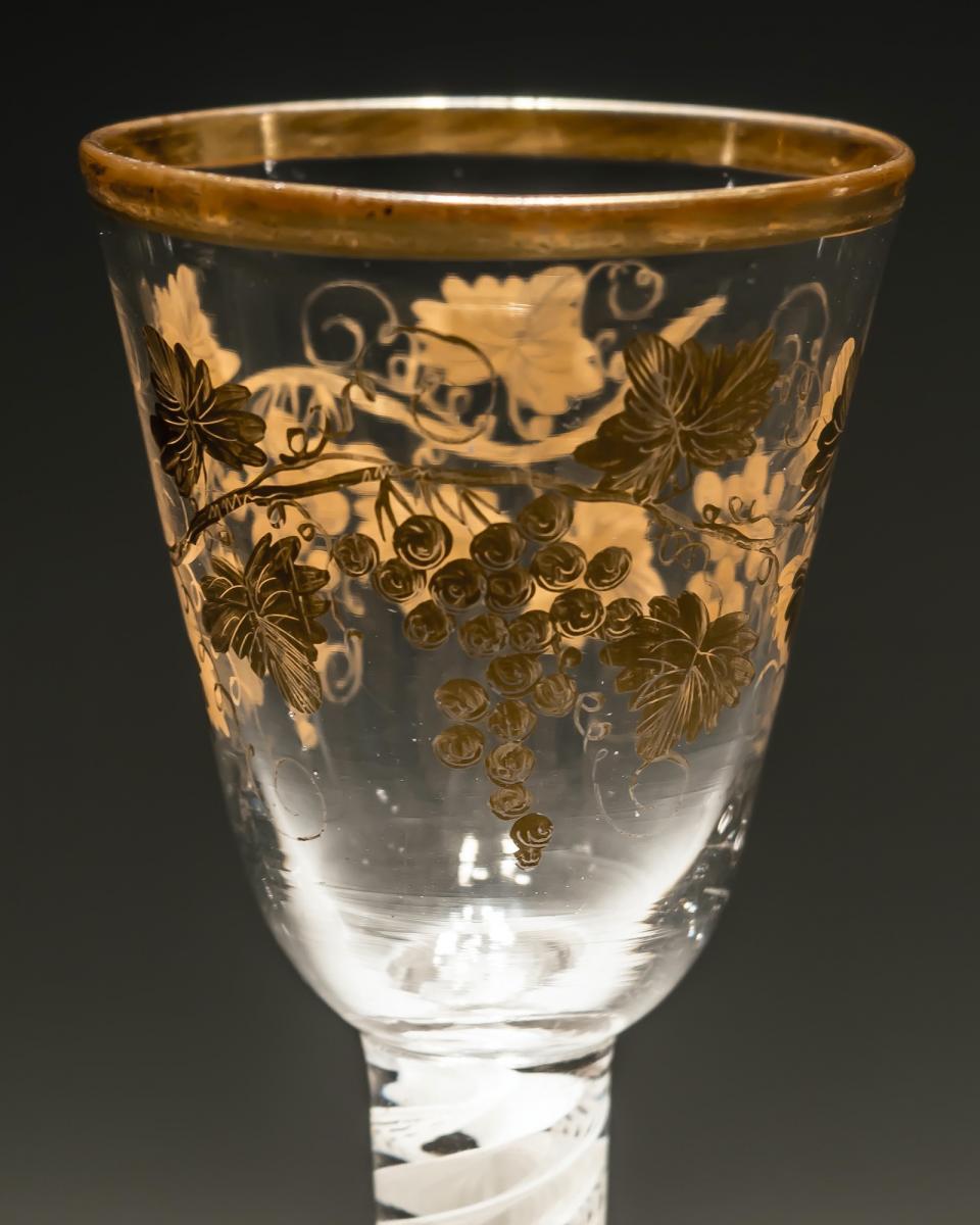 A Rare James Giles Gilt Decorated Opaque Twist Glass