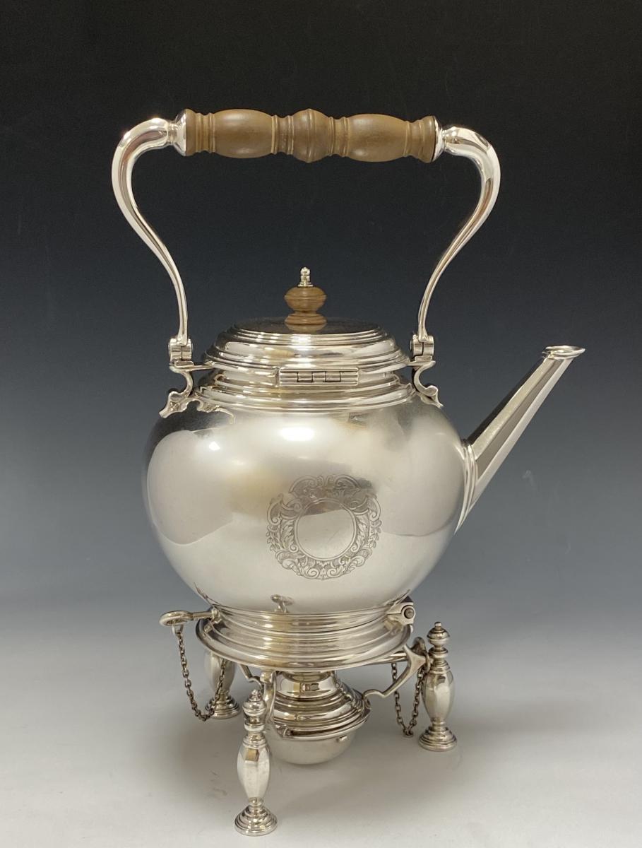 Crichton Georgian silver kettle and stand 1920