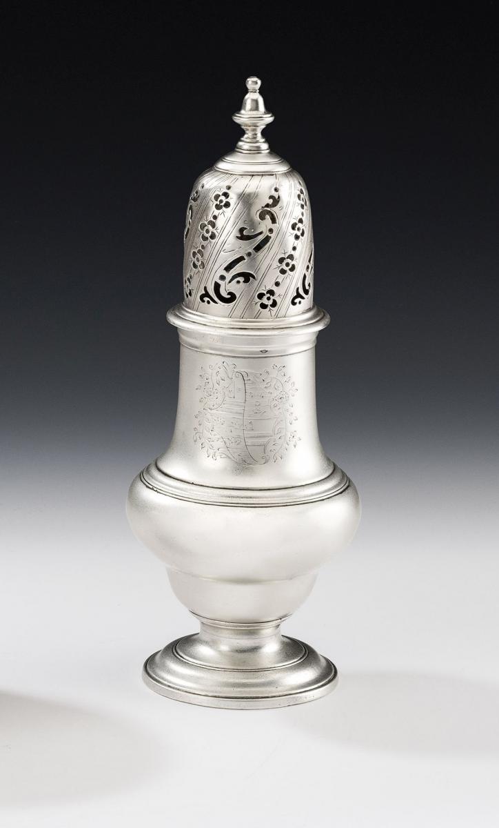 An extremely fine & large George II Sugar Caster made in London in 1753 by John Delmester