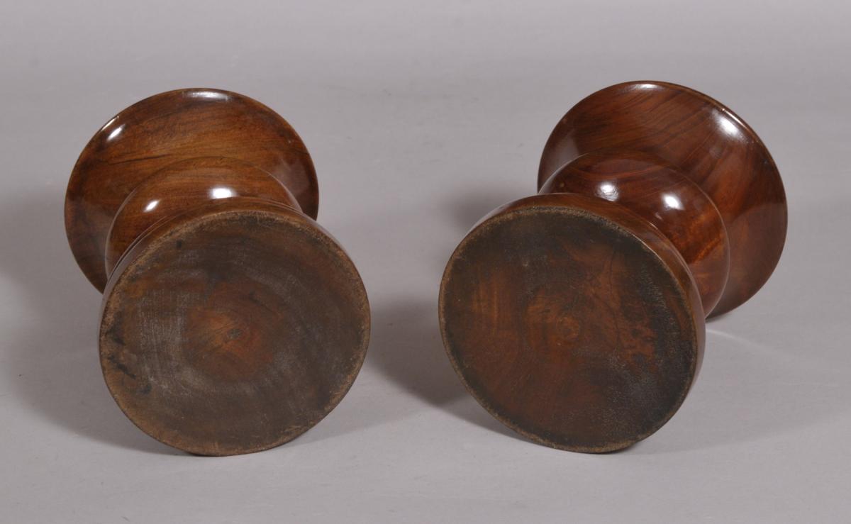 S/4430 Antique Treen 19th Century Mahogany Pair of Urns