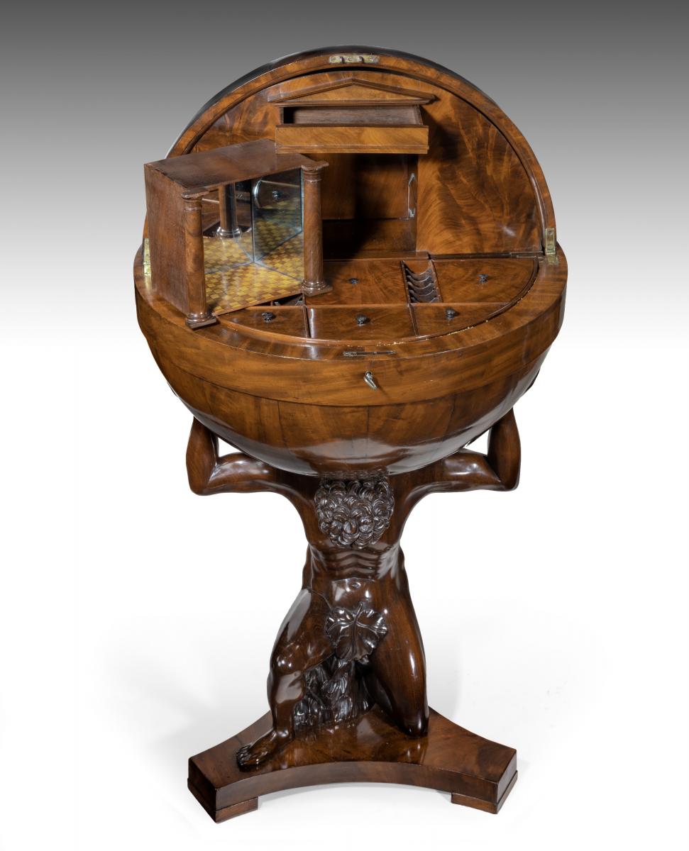 Biedermeier Mahogany Globe-Form Work Table or ‘Globustisch’