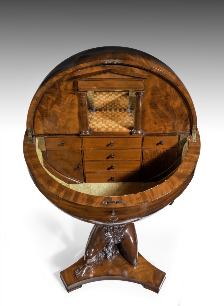 Biedermeier Mahogany Globe-Form Work Table or ‘Globustisch’