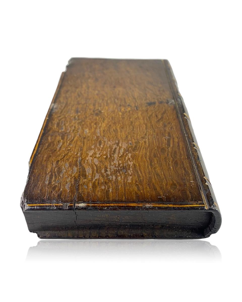 Oak carving of a book made from the timber of the HMS Malta. English, c.1840