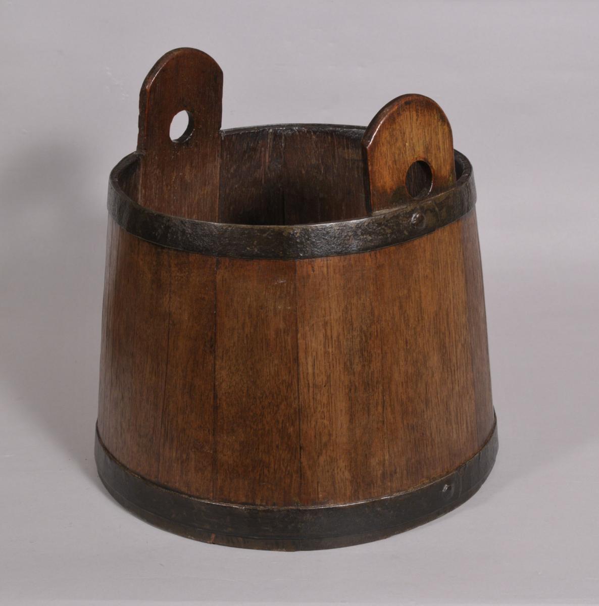 S/4440 Antique 19th Century Staved Oak Decorator's Bucket