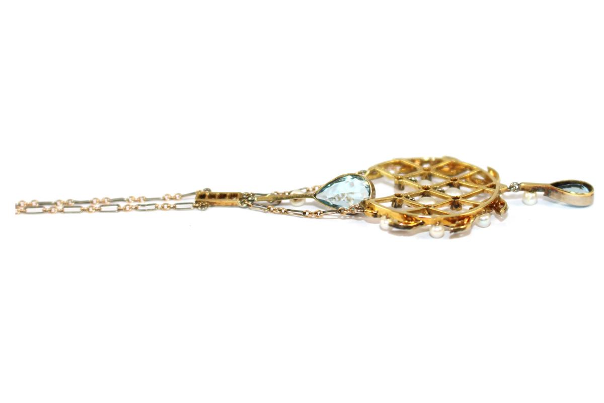Edwardian Aquamarine and Diamond Necklace c.1915