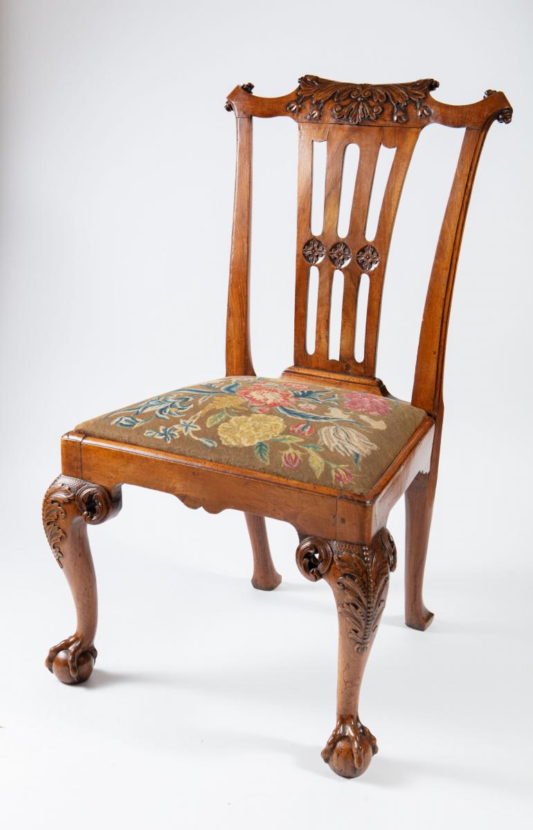A pair of Irish George II walnut side chairs
