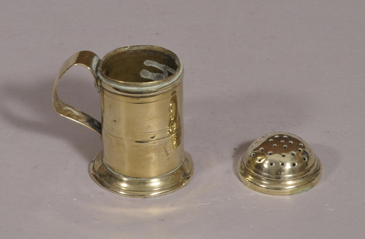 S/4303 Antique Mid 18th Century Brass Spice Dredger of the Georgian Period