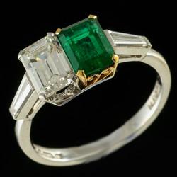 Emerald and diamond cocktail ring