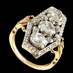 French Marquise rose diamond ring, circa 1900