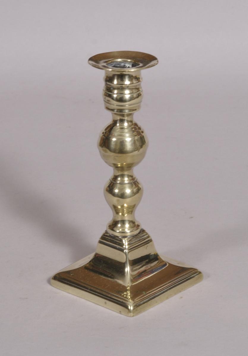 S/4439 Antique Early 19th Century Brass Candlestick