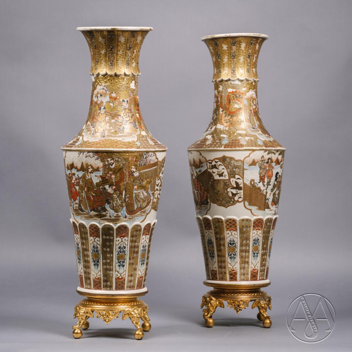 A Fine Pair of Japanese Satsuma Vases