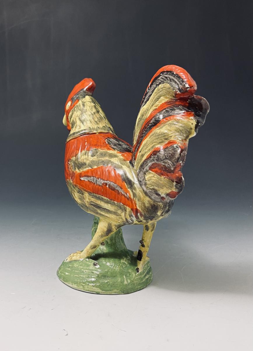 Staffordshire pottery pearlware figure of a rooster circa 1825