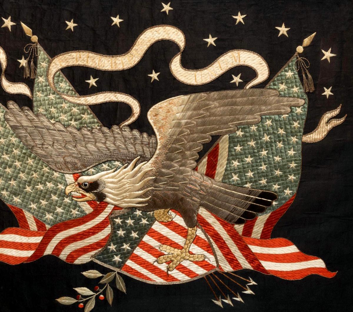 American Market Large Japanese Eagle & Flag Silkwork
