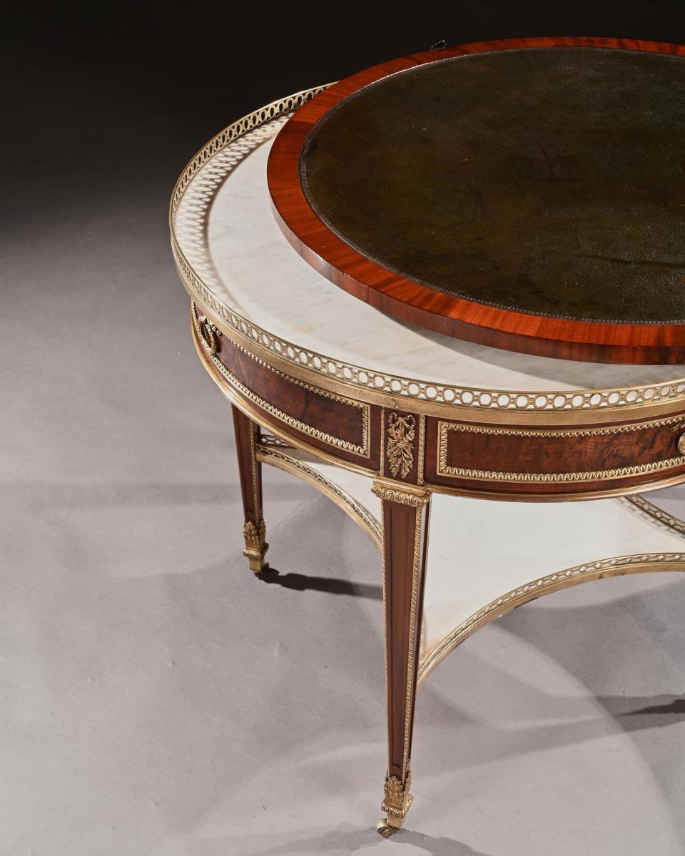 Gervais Durand 19th Century Mahogany and Gilt Bronze Gueridon Bouillotte Table