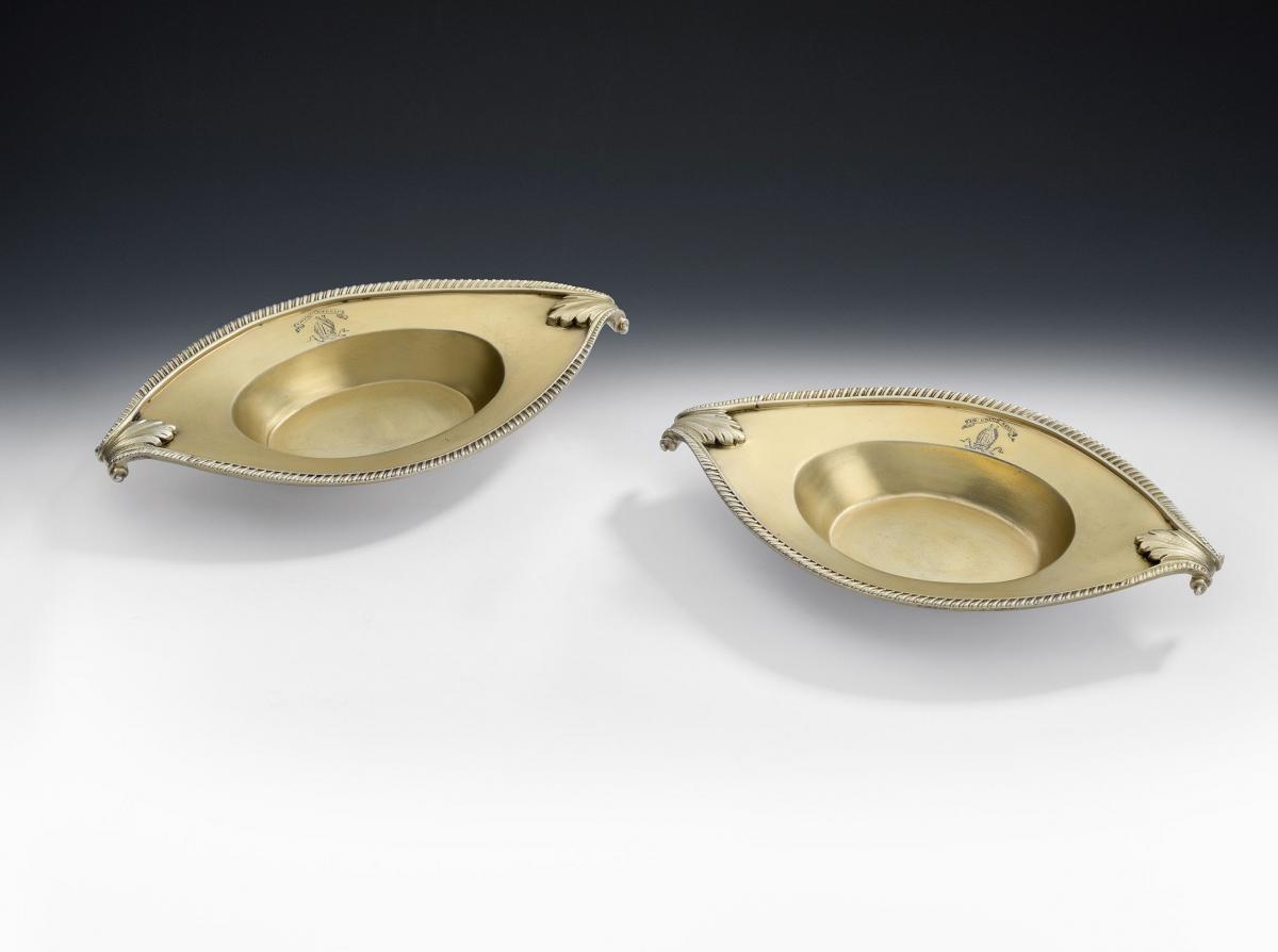 A very fine & unusual pair of George IV Silver Gilt Dishes made in London in 1824 by Joseph Craddock & William Ker Reid