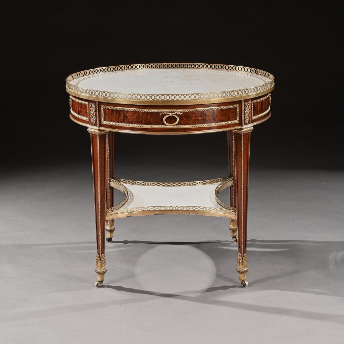 Gervais Durand 19th Century Mahogany and Gilt Bronze Gueridon Bouillotte Table