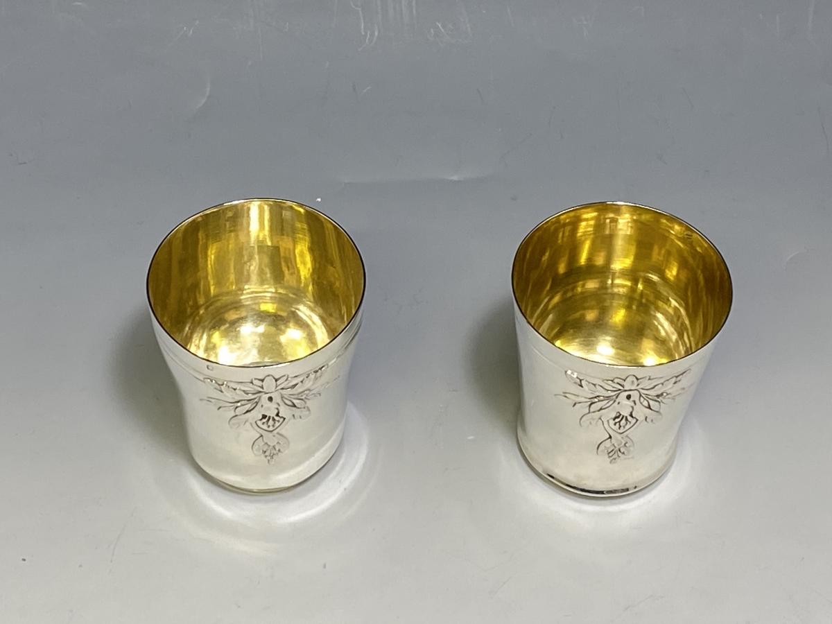 Pair of silver beakers Louis Coignet 1890 Paris