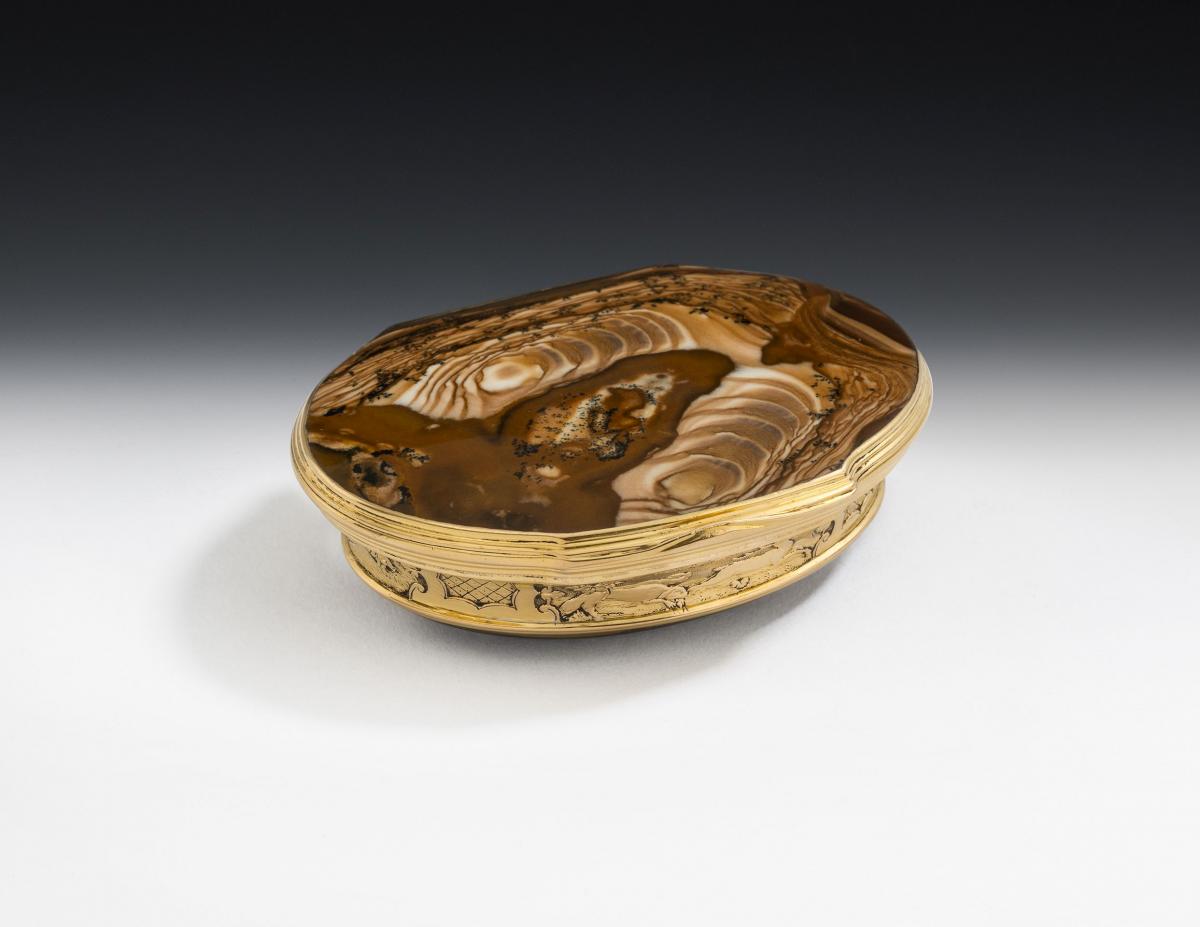 An important George II Gold Mounted Hardstone Snuff Box made almost certainly in London circa 1735/40