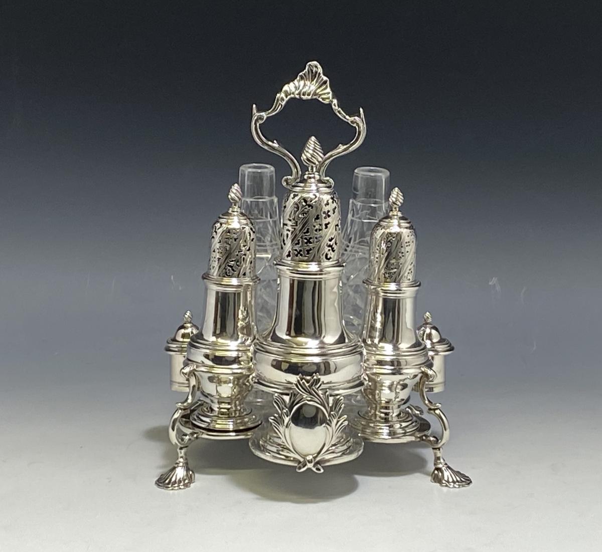 Jabez Daniell Georgian silver Warwick cruet 1761