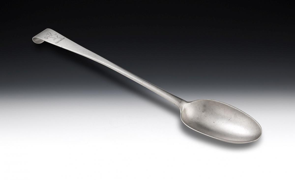 A very rare George II Hanoverian "Hook End" Serving/Basting Spoon made in Dublin in 1759 by Daniel Popkins