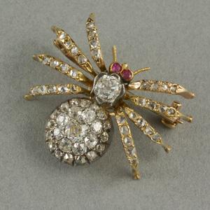 Victorian diamond spider brooch